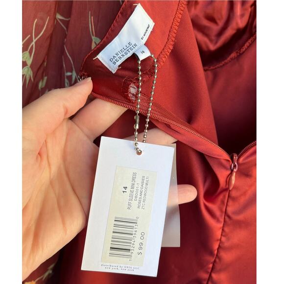 Danielle Bernstein by WEWOREWHAT Puff Sleeve Mini Dress Romantic Sz 14 NWT $99 - Picture 8 of 16